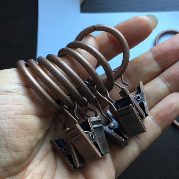 (12) set bronze browny metal matted 1” ring curtain rings with clips dra… - Picture 8 of 12